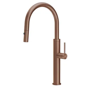 Gessi 316 Smooth Gooseneck Pull Out Spray Mixer Tap Copper 60022-708 by Gessi, a Kitchen Taps & Mixers for sale on Style Sourcebook