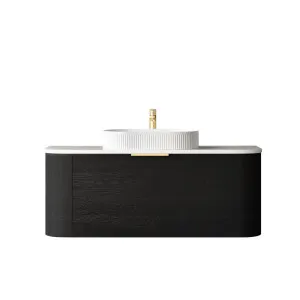 Bondi 1200mm Black Oak Wall Hung Curve Vanity with Pure White Top by Otti Australia, a Vanities for sale on Style Sourcebook