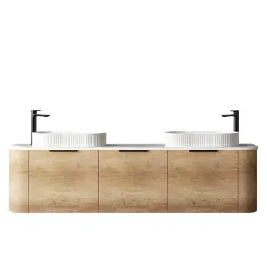 Bondi 1800mm Natural Oak Wall Hung Curve Vanity with Matte White Top by Otti Australia, a Vanities for sale on Style Sourcebook