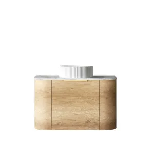 Bondi 750mm Natural Oak Wall Hung Curve Vanity with Natural Carrara Marble Top by Otti Australia, a Vanities for sale on Style Sourcebook