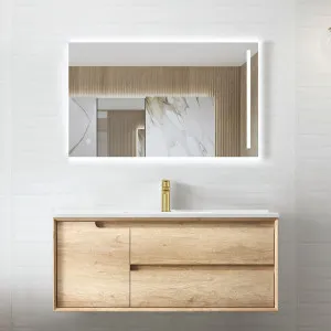 Byron 1200mm Natural Oak Wall Hung Vanity with Matte White Top by Otti Australia, a Vanities for sale on Style Sourcebook