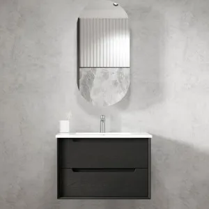 Byron 750mm Black Oak Wall Hung Vanity with Pure White Top by Otti Australia, a Vanities for sale on Style Sourcebook