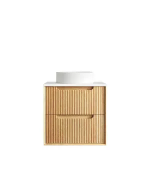 Byron Fluted 600mm Woodland Oak Wall Hung Vanity with Matte White Top by Otti Australia, a Vanities for sale on Style Sourcebook