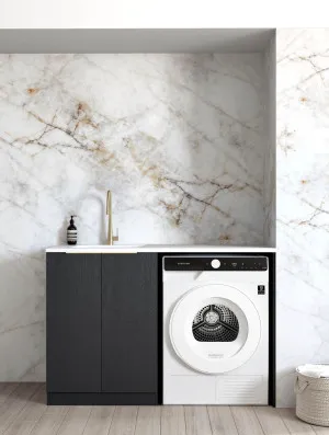 Byron/Bondi Black Oak Base Laundry Cabinet with 1300mm Natural Carrara Marble Top by Otti Australia, a Cabinetry for sale on Style Sourcebook