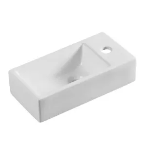 Compact Above Counter Gloss White Basin Left Hand Bowl 1 Tap Hole No Overflow 405x205x105 by Otti Australia, a Basins for sale on Style Sourcebook