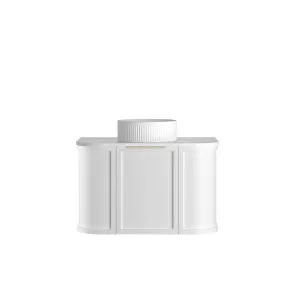 Hampshire 750mm Satin White Wall Hung Curve Vanity with Natural Carrara Marble Top by Otti Australia, a Vanities for sale on Style Sourcebook