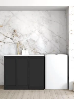 Hampshire Black Base Laundry Cabinet with 1060mm Matte White Top by Otti Australia, a Cabinetry for sale on Style Sourcebook