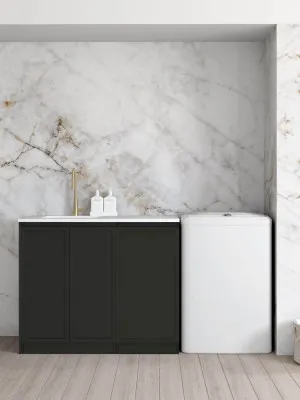 Hampshire Black Base Laundry Cabinet with 1060mm Pure White Top by Otti Australia, a Cabinetry for sale on Style Sourcebook