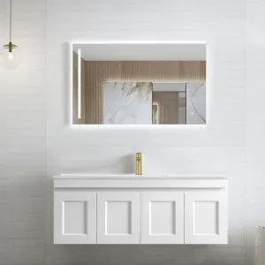 Hampton Mark II 1200mm Satin White Wall Hung Vanity With Cloudy Carrara Top by Otti Australia, a Vanities for sale on Style Sourcebook