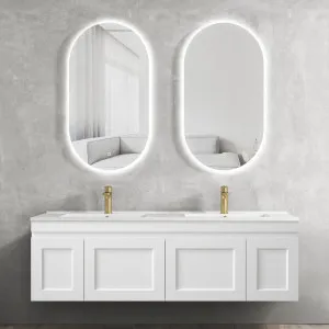 Hampton Mark II 1500mm Satin White Wall Hung Vanity With Natural Carrara Marble Top by Otti Australia, a Vanities for sale on Style Sourcebook