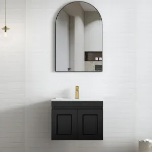 Hampton Mark II 600mm Satin Black Wall Hung Vanity With Pure White Top by Otti Australia, a Vanities for sale on Style Sourcebook