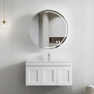 Hampton Mark II 900mm Satin White Wall Hung Vanity With Natural Carrara Marble Top by Otti Australia, a Vanities for sale on Style Sourcebook
