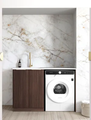 Havana Sable Walnut Fluted Base Laundry Cabinet with 1300mm Pure White Top by Otti Australia, a Cabinetry for sale on Style Sourcebook