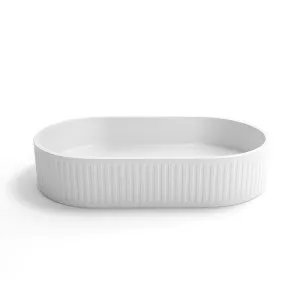 Hudson Oval 600x350x120 Concrete Fluted White Basin by Otti Australia, a Basins for sale on Style Sourcebook
