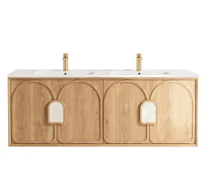 Laguna Mk II 1500mm Natural Woodland Oak Wall Hung Vanity with Cloudy Carrara Top by Otti Australia, a Vanities for sale on Style Sourcebook