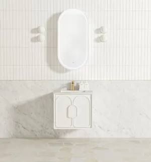Laguna Mk II 600mm Matte White Wall Hung Vanity with Undermount Natural Carrara Marble Top & Basin by Otti Australia, a Vanities for sale on Style Sourcebook
