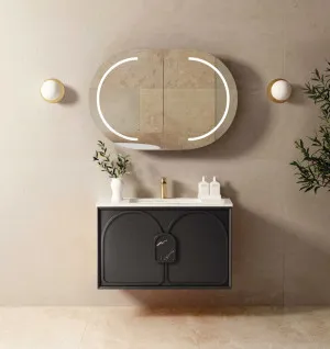 Laguna Mk II 900mm Black Oak Wall Hung Vanity with Undermount Natural Carrara Marble Top & Basin by Otti Australia, a Vanities for sale on Style Sourcebook