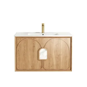 Laguna Mk II 900mm Natural Woodland Oak Wall Hung Vanity with Cloudy Carrara Top by Otti Australia, a Vanities for sale on Style Sourcebook