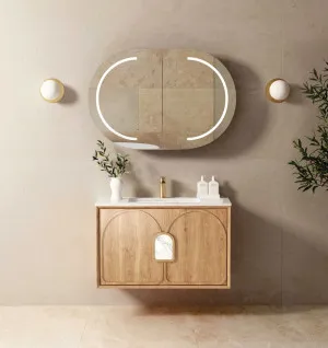 Laguna Mk II 900mm Natural Woodland Oak Wall Hung Vanity with Undermount Natural Carrara Marble Top & Basin by Otti Australia, a Vanities for sale on Style Sourcebook