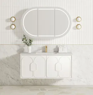 Laguna Mk II Mk II 1200mm Matte White Wall Hung Vanity with Undermount Natural Carrara Marble Top & Basin by Otti Australia, a Vanities for sale on Style Sourcebook