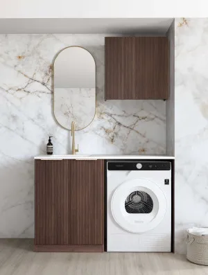 Laundry Kit 1305A Havana Sable Walnut Fluted with Pure White Top by Otti Australia, a Cabinetry for sale on Style Sourcebook