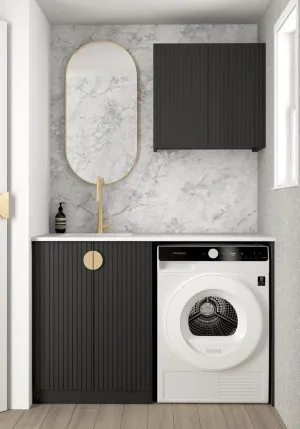 Laundry Kit 1305A Marlo Black with Natural Carrara Marble Top by Otti Australia, a Cabinetry for sale on Style Sourcebook