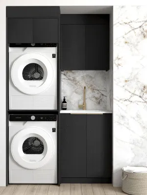 Laundry Kit 1305C Byron/Bondi Black Oak with Natural Carrara Marble Top by Otti Australia, a Cabinetry for sale on Style Sourcebook