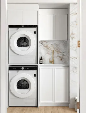 Laundry Kit 1305C Hampshire White with Natural Carrara Marble Top by Otti Australia, a Cabinetry for sale on Style Sourcebook