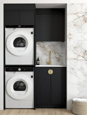 Laundry Kit 1305C Marlo Black with  Cloudy Carrara Top by Otti Australia, a Cabinetry for sale on Style Sourcebook