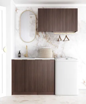 Laundry Kit 1715A Havana Sable Walnut Fluted with Pure White Top by Otti Australia, a Cabinetry for sale on Style Sourcebook
