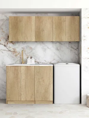 Laundry Kit 1715B Byron/Bondi Natural Oak with Cloudy Carrara Top by Otti Australia, a Cabinetry for sale on Style Sourcebook