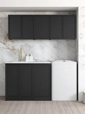 Laundry Kit 1715B Hampshire Black with Cloudy Carrara Top by Otti Australia, a Cabinetry for sale on Style Sourcebook