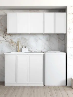 Laundry Kit 1715B Hampshire White with Natural Carrara Marble Top by Otti Australia, a Cabinetry for sale on Style Sourcebook
