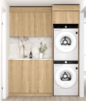 Laundry Kit 1715C Byron/Bondi Natural Oak with Cloudy Carrara Top by Otti Australia, a Cabinetry for sale on Style Sourcebook
