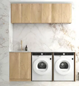 Laundry Kit 1960A Byron/Bondi Natural Oak with Natural Carrara Marble Top by Otti Australia, a Cabinetry for sale on Style Sourcebook