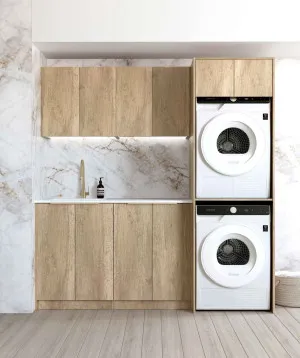 Laundry Kit 1960C Byron/Bondi Natural Oak with Cloudy Carrara Top by Otti Australia, a Cabinetry for sale on Style Sourcebook