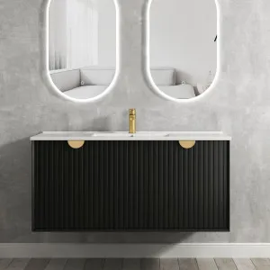 Marlo 1200mm Matte Black Wall Hung Vanity with Amani Grey Top 10TH by Otti Australia, a Vanities for sale on Style Sourcebook
