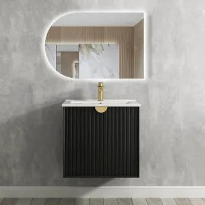 Marlo 600mm Matte Black Wall Hung Vanity With Matte White Top by Otti Australia, a Vanities for sale on Style Sourcebook
