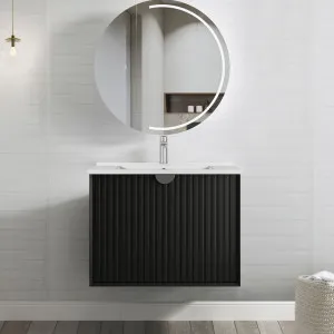 Marlo 750mm Matte Black Wall Hung Vanity With Cloudy Carrara Top by Otti Australia, a Vanities for sale on Style Sourcebook