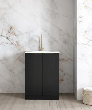 Mini Laundry 650mm Byron/Bondi Black Oak with Pure White  Marble Top by Otti Australia, a Cabinetry for sale on Style Sourcebook
