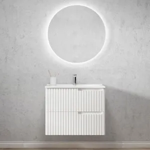 Noosa 750mm Satin White Wall Hung Vanity With Cloudy Carrara Top by Otti Australia, a Vanities for sale on Style Sourcebook