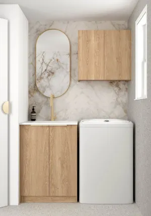 Wall and Base Cabinets Kit 650 Byron/Bondi Natural Oak with Natural Carrara Marble Top by Otti Australia, a Cabinetry for sale on Style Sourcebook