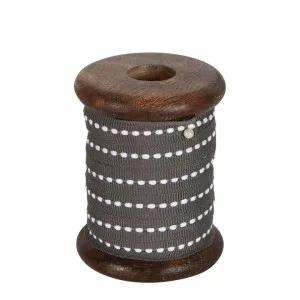 Grey Ticking Grosgrain Ribbon On Wooden Spool 10m by Florabelle Living, a Decorative Accessories for sale on Style Sourcebook