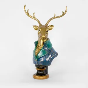 Golden Stag Bust Blue & Emerald Coat by Florabelle Living, a Christmas for sale on Style Sourcebook