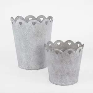 Scalloped Planter With Hearts Set of Two by Florabelle Living, a Plant Holders for sale on Style Sourcebook