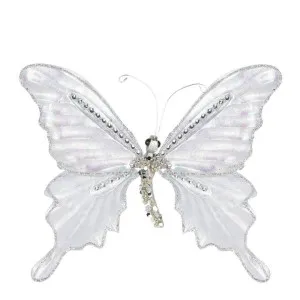 Davinia Metallic Butterfly Clip Decoration Silver by Florabelle Living, a Christmas for sale on Style Sourcebook
