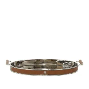 Verona Oval Tray Leather Brown and Silver by Florabelle Living, a Decorative Accessories for sale on Style Sourcebook