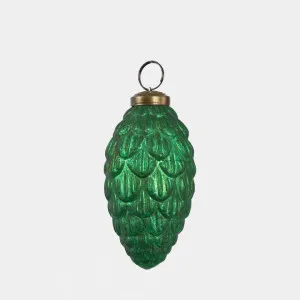 Antiqued Glass Pinecone Decoration Green Small by Florabelle Living, a Christmas for sale on Style Sourcebook