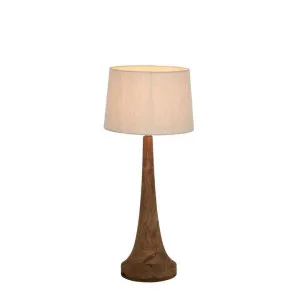 Lancia Small - Dark Natural - Turned Wood Slender Table Lamp by Florabelle Living, a Lighting for sale on Style Sourcebook