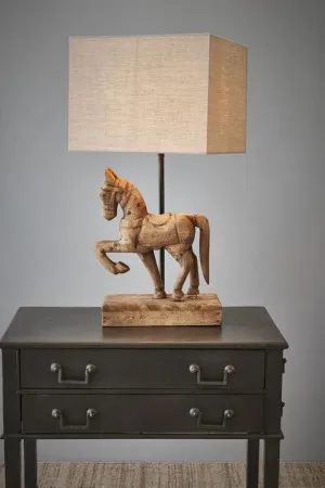 Bonnie - Dark Natural - Small Wooden Horse Table Lamp by Florabelle Living, a Lighting for sale on Style Sourcebook